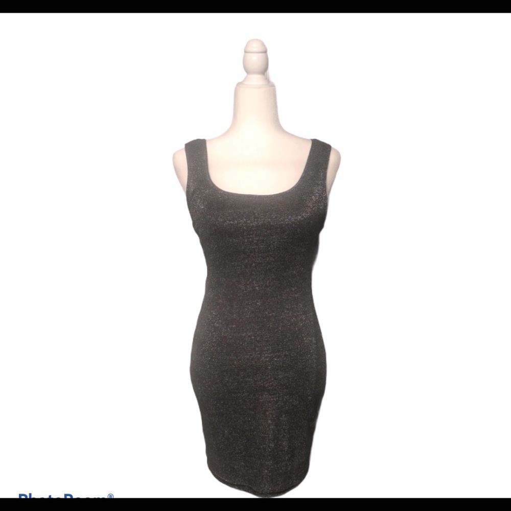 Shimmery Black/Silver Tank Bodycon Dress